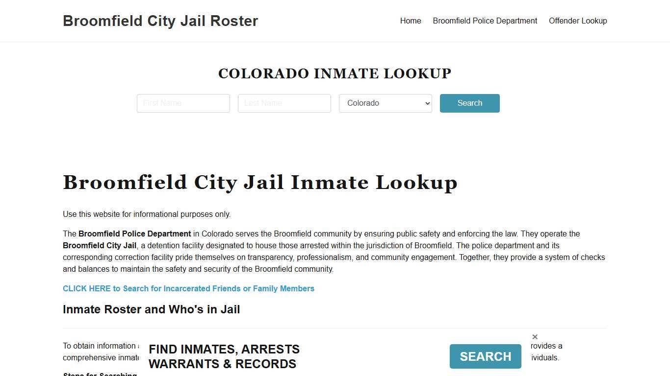 Broomfield City Jail, CO Inmate Search, Jail Roster, Bookings
